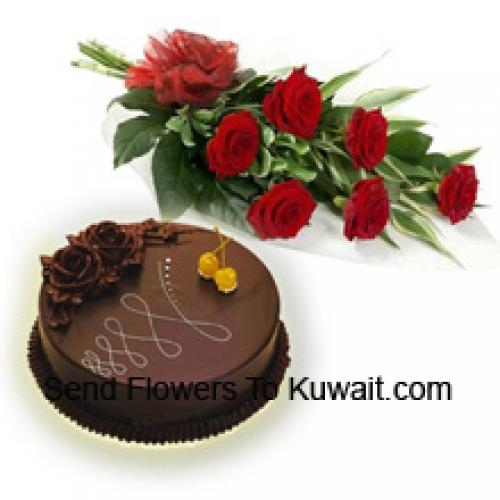 6 Bellissime Rose 1/2 Kg Torta al Cioccolato