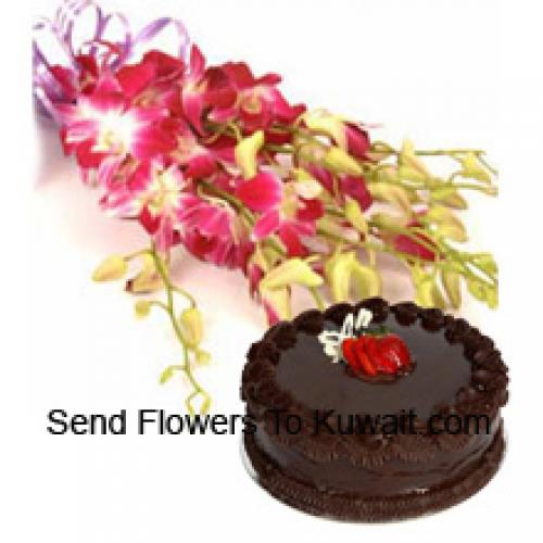 1/2 Kg Truffle Cake with Pink Orchids