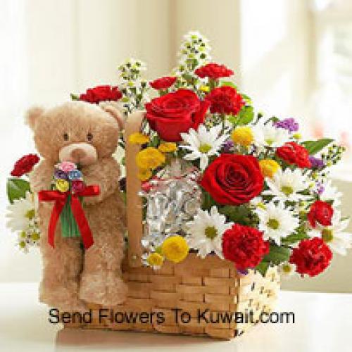 Adorable Assorted Flowers with Cute Teddy