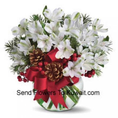 Cute White Alstroemeria in Vase